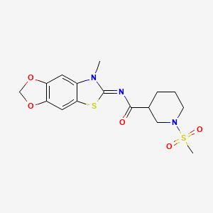 (Z)-N-(7-methyl-[1,3]dioxolo[4',5':4,5]benzo[1,2-d]thiazol-6(7H)-ylidene)-1-(methylsulfonyl)piperidine-3-carboxamide