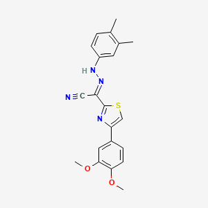 (2E)-4-(3,4-dimethoxyphenyl)-N-(3,4-dimethylanilino)-1,3-thiazole-2-carboximidoyl cyanide