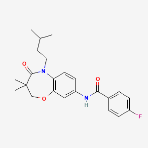 4-fluoro-N-(5-isopentyl-3,3-dimethyl-4-oxo-2,3,4,5-tetrahydrobenzo[b][1,4]oxazepin-8-yl)benzamide