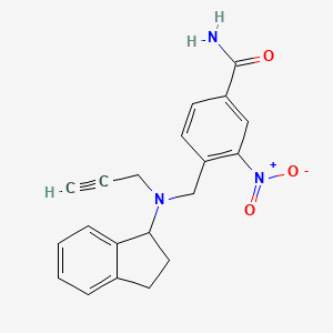 4-{[(2,3-dihydro-1H-inden-1-yl)(prop-2-yn-1-yl)amino]methyl}-3-nitrobenzamide