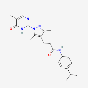 3-(1-(4,5-dimethyl-6-oxo-1,6-dihydropyrimidin-2-yl)-3,5-dimethyl-1H-pyrazol-4-yl)-N-(4-isopropylphenyl)propanamide