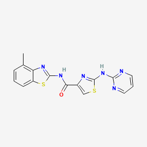 molecular formula C16H12N6OS2 B2883593 N-(4-methyl-1,3-benzothiazol-2-yl)-2-[(pyrimidin-2-yl)amino]-1,3-thiazole-4-carboxamide CAS No. 1251682-25-3