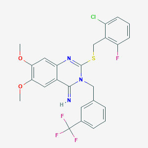 2-[(2-chloro-6-fluorobenzyl)sulfanyl]-6,7-dimethoxy-3-[3-(trifluoromethyl)benzyl]-4(3H)-quinazolinimine