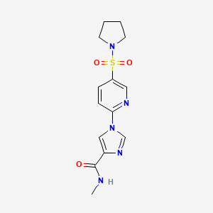 molecular formula C14H17N5O3S B2883607 N-methyl-1-[5-(pyrrolidine-1-sulfonyl)pyridin-2-yl]-1H-imidazole-4-carboxamide CAS No. 1251606-28-6