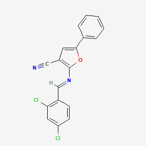 2-{[(E)-(2,4-dichlorophenyl)methylidene]amino}-5-phenyl-3-furonitrile