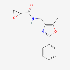 molecular formula C14H14N2O3 B2883620 N-[(5-Methyl-2-phenyl-1,3-oxazol-4-yl)methyl]oxirane-2-carboxamide CAS No. 2411246-24-5