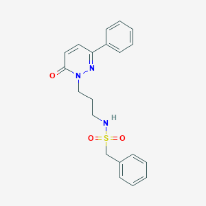 molecular formula C20H21N3O3S B2883622 N-(3-(6-oxo-3-phenylpyridazin-1(6H)-yl)propyl)-1-phenylmethanesulfonamide CAS No. 1021056-71-2