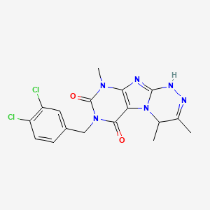 molecular formula C17H16Cl2N6O2 B2883635 7-(3,4-dichlorobenzyl)-3,4,9-trimethyl-1,4-dihydro-[1,2,4]triazino[3,4-f]purine-6,8(7H,9H)-dione CAS No. 919008-36-9