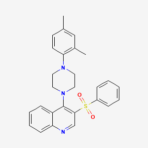 molecular formula C27H27N3O2S B2883637 3-(Benzenesulfonyl)-4-[4-(2,4-dimethylphenyl)piperazin-1-yl]quinoline CAS No. 866844-34-0