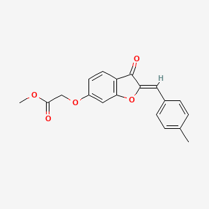 molecular formula C19H16O5 B2883643 (Z)-methyl 2-((2-(4-methylbenzylidene)-3-oxo-2,3-dihydrobenzofuran-6-yl)oxy)acetate CAS No. 858769-16-1
