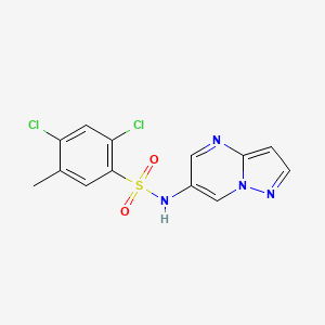 molecular formula C13H10Cl2N4O2S B2883651 2,4-dichloro-5-methyl-N-(pyrazolo[1,5-a]pyrimidin-6-yl)benzenesulfonamide CAS No. 2034234-89-2