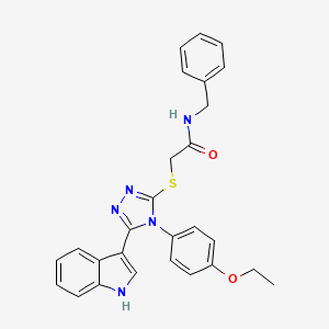 molecular formula C27H25N5O2S B2883662 N-benzyl-2-((4-(4-ethoxyphenyl)-5-(1H-indol-3-yl)-4H-1,2,4-triazol-3-yl)thio)acetamide CAS No. 946235-96-7