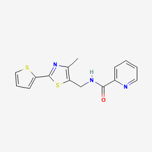 molecular formula C15H13N3OS2 B2883663 N-((4-methyl-2-(thiophen-2-yl)thiazol-5-yl)methyl)picolinamide CAS No. 1421477-58-8