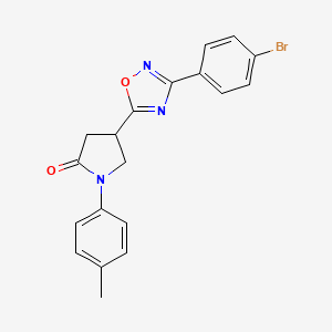 molecular formula C19H16BrN3O2 B2883664 4-[3-(4-Bromophenyl)-1,2,4-oxadiazol-5-yl]-1-(4-methylphenyl)pyrrolidin-2-one CAS No. 946307-22-8