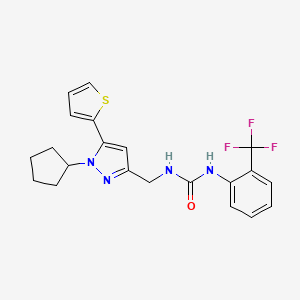 1-((1-cyclopentyl-5-(thiophen-2-yl)-1H-pyrazol-3-yl)methyl)-3-(2-(trifluoromethyl)phenyl)urea