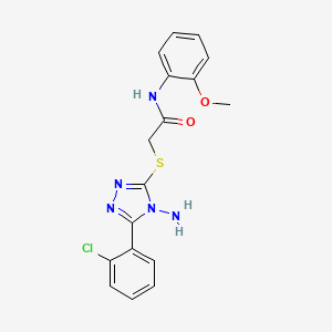 molecular formula C17H16ClN5O2S B2883673 2-((4-amino-5-(2-chlorophenyl)-4H-1,2,4-triazol-3-yl)thio)-N-(2-methoxyphenyl)acetamide CAS No. 840515-05-1