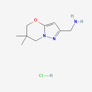 {6,6-Dimethyl-5H,6H,7H-pyrazolo[3,2-b][1,3]oxazin-2-yl}methanamine hydrochloride
