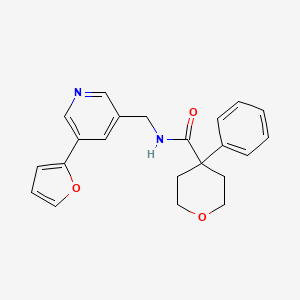 molecular formula C22H22N2O3 B2883715 N-{[5-(furan-2-yl)pyridin-3-yl]methyl}-4-phenyloxane-4-carboxamide CAS No. 2034536-88-2