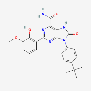 molecular formula C23H23N5O4 B2883718 9-(4-(叔丁基)苯基)-2-(2-羟基-3-甲氧基苯基)-8-氧代-8,9-二氢-7H-嘌呤-6-甲酰胺 CAS No. 898422-04-3