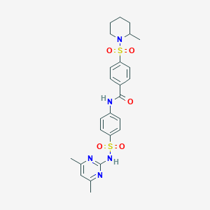molecular formula C25H29N5O5S2 B2883720 N-(4-(N-(4,6-dimethylpyrimidin-2-yl)sulfamoyl)phenyl)-4-((2-methylpiperidin-1-yl)sulfonyl)benzamide CAS No. 899361-95-6