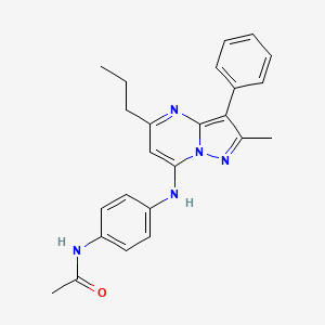 molecular formula C24H25N5O B2883721 N-{4-[(2-methyl-3-phenyl-5-propylpyrazolo[1,5-a]pyrimidin-7-yl)amino]phenyl}acetamide CAS No. 896820-81-8