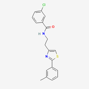 molecular formula C19H17ClN2OS B2883724 3-chloro-N-(2-(2-(m-tolyl)thiazol-4-yl)ethyl)benzamide CAS No. 896615-40-0