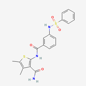 molecular formula C20H19N3O4S2 B2883728 2-(3-Benzenesulfonamidobenzamido)-4,5-dimethylthiophene-3-carboxamide CAS No. 886892-69-9
