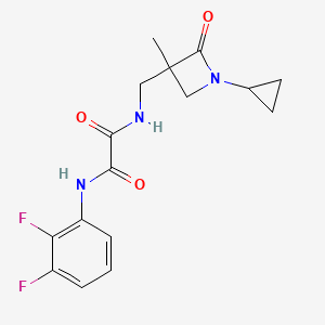 molecular formula C16H17F2N3O3 B2883731 N-[(1-Cyclopropyl-3-methyl-2-oxoazetidin-3-yl)methyl]-N'-(2,3-difluorophenyl)oxamide CAS No. 2418726-17-5