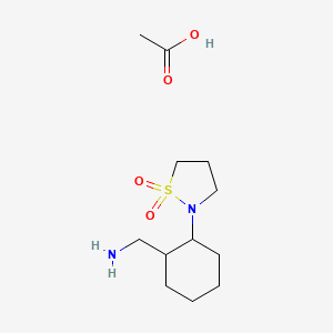 molecular formula C12H24N2O4S B2883733 2-(2-(Aminomethyl)cyclohexyl)isothiazolidine 1,1-dioxide acetate CAS No. 2225136-29-6