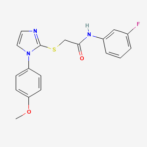 molecular formula C18H16FN3O2S B2883748 N-(3-fluorophenyl)-2-((1-(4-methoxyphenyl)-1H-imidazol-2-yl)thio)acetamide CAS No. 688336-06-3