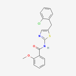 molecular formula C18H15ClN2O2S B2883773 N-[5-(2-chlorobenzyl)-1,3-thiazol-2-yl]-2-methoxybenzamide CAS No. 892708-96-2
