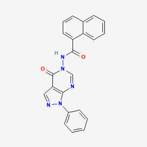 molecular formula C22H15N5O2 B2883774 N-(4-oxo-1-phenyl-1H-pyrazolo[3,4-d]pyrimidin-5(4H)-yl)-1-naphthamide CAS No. 899996-48-6