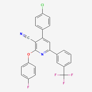 4-(4-Chlorophenyl)-2-(4-fluorophenoxy)-6-[3-(trifluoromethyl)phenyl]pyridine-3-carbonitrile