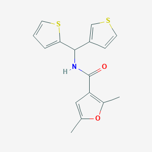 2,5-dimethyl-N-(thiophen-2-yl(thiophen-3-yl)methyl)furan-3-carboxamide