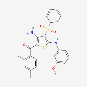 (3-Amino-5-((3-methoxyphenyl)amino)-4-(phenylsulfonyl)thiophen-2-yl)(2,4-dimethylphenyl)methanone