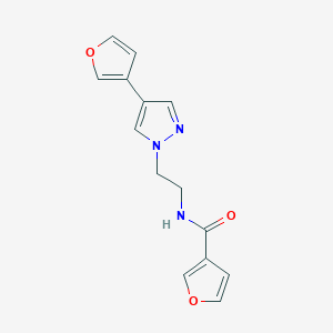 molecular formula C14H13N3O3 B2883795 N-(2-(4-(furan-3-yl)-1H-pyrazol-1-yl)ethyl)furan-3-carboxamide CAS No. 2034354-37-3