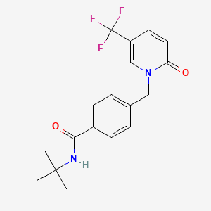 molecular formula C18H19F3N2O2 B2883798 N-(tert-butyl)-4-{[2-oxo-5-(trifluoromethyl)-1(2H)-pyridinyl]methyl}benzenecarboxamide CAS No. 339025-07-9
