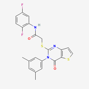 molecular formula C22H17F2N3O2S2 B2883801 N-(2,5-difluorophenyl)-2-{[3-(3,5-dimethylphenyl)-4-oxo-3,4-dihydrothieno[3,2-d]pyrimidin-2-yl]sulfanyl}acetamide CAS No. 1260906-27-1