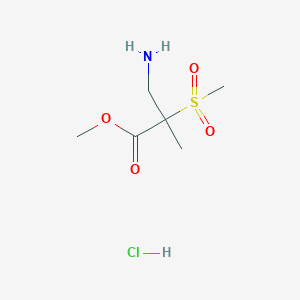 molecular formula C6H14ClNO4S B2883803 methyl3-amino-2-methanesulfonyl-2-methylpropanoatehydrochloride CAS No. 2418645-20-0