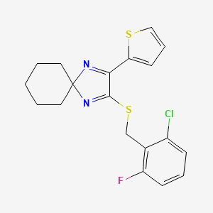 2-((2-Chloro-6-fluorobenzyl)thio)-3-(thiophen-2-yl)-1,4-diazaspiro[4.5]deca-1,3-diene