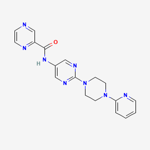 molecular formula C18H18N8O B2883828 N-(2-(4-(pyridin-2-yl)piperazin-1-yl)pyrimidin-5-yl)pyrazine-2-carboxamide CAS No. 1396809-85-0