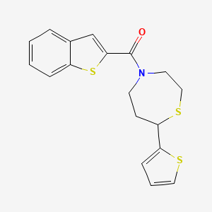 molecular formula C18H17NOS3 B2883851 Benzo[b]thiophen-2-yl(7-(thiophen-2-yl)-1,4-thiazepan-4-yl)methanone CAS No. 1705513-23-0