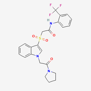 2-((1-(2-oxo-2-(pyrrolidin-1-yl)ethyl)-1H-indol-3-yl)sulfonyl)-N-(2-(trifluoromethyl)phenyl)acetamide