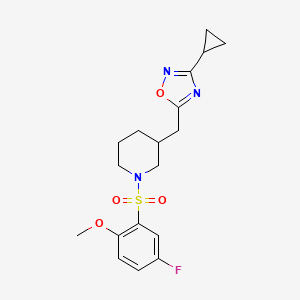 3-Cyclopropyl-5-((1-((5-fluoro-2-methoxyphenyl)sulfonyl)piperidin-3-yl)methyl)-1,2,4-oxadiazole