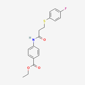 molecular formula C18H18FNO3S B2883866 Ethyl 4-(3-((4-fluorophenyl)thio)propanamido)benzoate CAS No. 896357-20-3