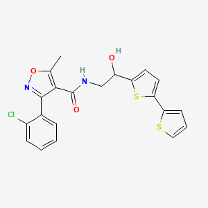 molecular formula C21H17ClN2O3S2 B2883872 N-(2-{[2,2'-bithiophene]-5-yl}-2-hydroxyethyl)-3-(2-chlorophenyl)-5-methyl-1,2-oxazole-4-carboxamide CAS No. 2097913-66-9