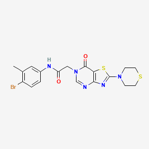 molecular formula C18H18BrN5O2S2 B2883876 N-(4-bromo-3-methylphenyl)-2-[7-oxo-2-(thiomorpholin-4-yl)-6H,7H-[1,3]thiazolo[4,5-d]pyrimidin-6-yl]acetamide CAS No. 1223960-98-2