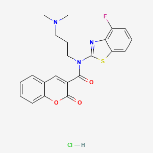molecular formula C22H21ClFN3O3S B2883907 N-(3-(dimethylamino)propyl)-N-(4-fluorobenzo[d]thiazol-2-yl)-2-oxo-2H-chromene-3-carboxamide hydrochloride CAS No. 1052532-06-5