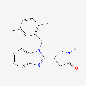 molecular formula C21H23N3O B2883908 4-{1-[(2,5-dimethylphenyl)methyl]-1H-1,3-benzodiazol-2-yl}-1-methylpyrrolidin-2-one CAS No. 915189-51-4