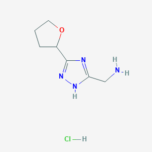 molecular formula C7H13ClN4O B2883913 [5-(oxolan-2-yl)-4H-1,2,4-triazol-3-yl]methanamine hydrochloride CAS No. 1909312-94-2